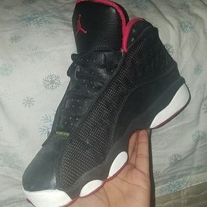 Jordan 13s Black Pink White Lime
